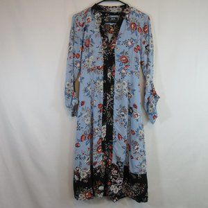 Anthropologie Maeve Blue Floral Button Front Shirt Dress